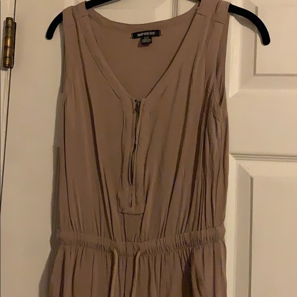 Tan Casual Jumpsuit, Sz Medium, with Pockets - Picture 2 of 7